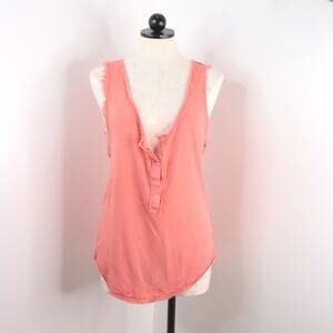 We The Free Women's S Coral Linen Blend Distressed Boho Sleeveless Tank Top